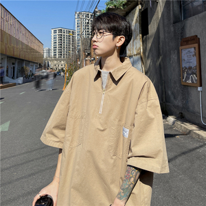 夏装工装口袋POLO衫半拉链短袖T恤501-2-T1001-P50控68图片