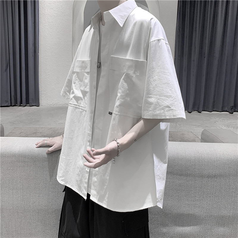复古工装大口袋宽松短袖衬衫CY05-P35图片
