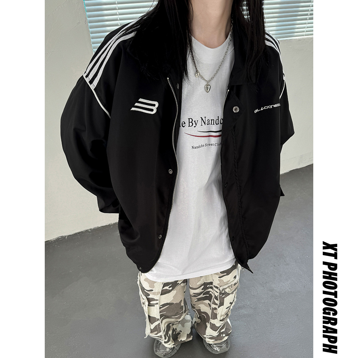 秋上新 机能三条杠刺绣夹克外套501-2-JK001-P88控108图片