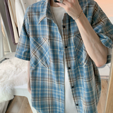 夏季复古格子衬衫短袖501-2-CS1005-P35，男装衬衫，星座501-2