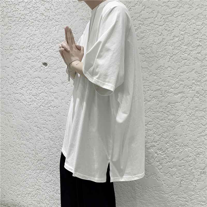 港风宽松纯色开叉短袖T恤TX01-特P20,男装T恤,星座501-2