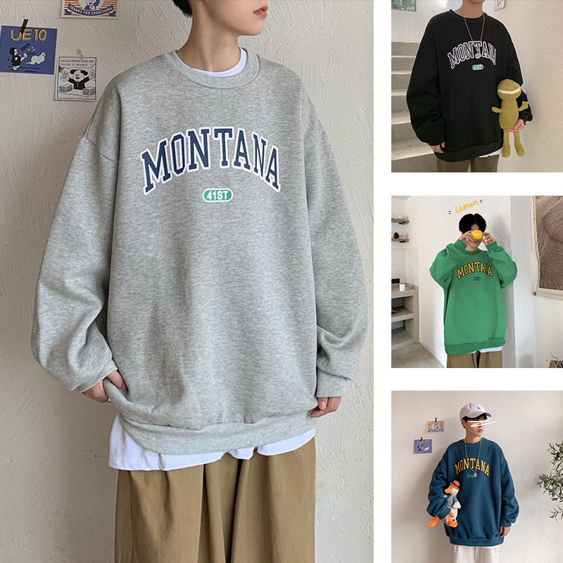 秋冬新款简约字母印花宽松圆领卫衣男501-2-T7311-P40,男装卫衣,星座501-2
