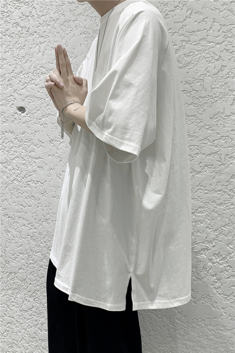 港风宽松纯色开叉短袖T恤TX01-特P20,男装T恤,星座501-2