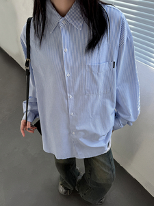 秋上新 CityBoy日系廓形条纹宽松长袖衬衫501-2-CS005-P50图片