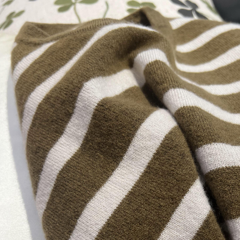 旧欢如梦  xodgz白厂丝山羊绒软萌萌条纹通勤百搭休闲套头毛衣