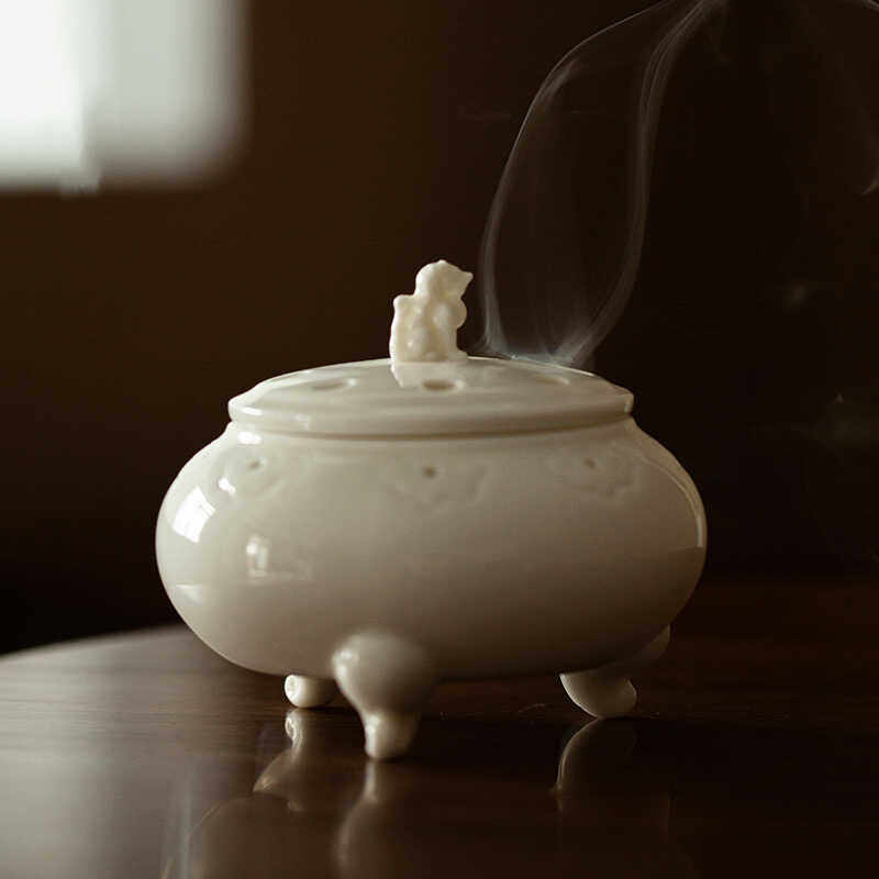 陶瓷香薰炉家用摆件高品质沉檀香粉勾丝香炉茶道茶空间配件书桌小