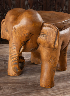 大象凳子实木圆凳花架板凳换鞋凳家用门口矮凳木墩穿鞋凳新中式