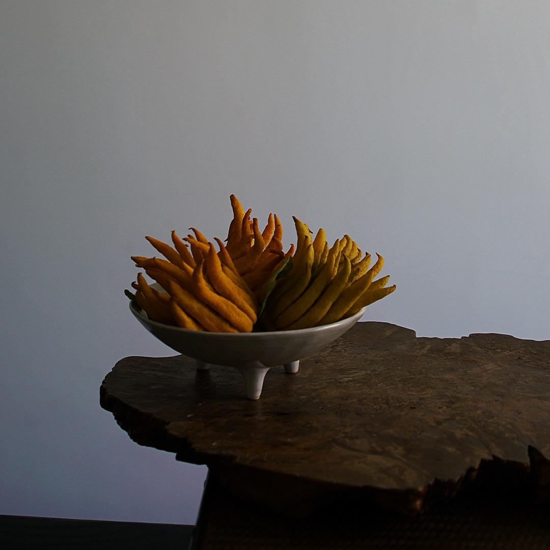 三足高脚陶瓷放佛手柑托盘子花器花瓶器皿水培观赏摆放桌面小摆盘