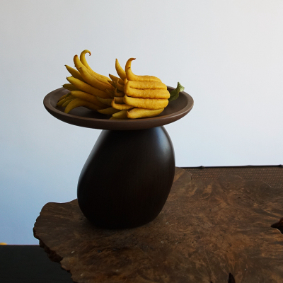 侘寂风放佛手柑的托盘高脚高颜值陶瓷花瓶器皿花盆摆放清供佛堂小