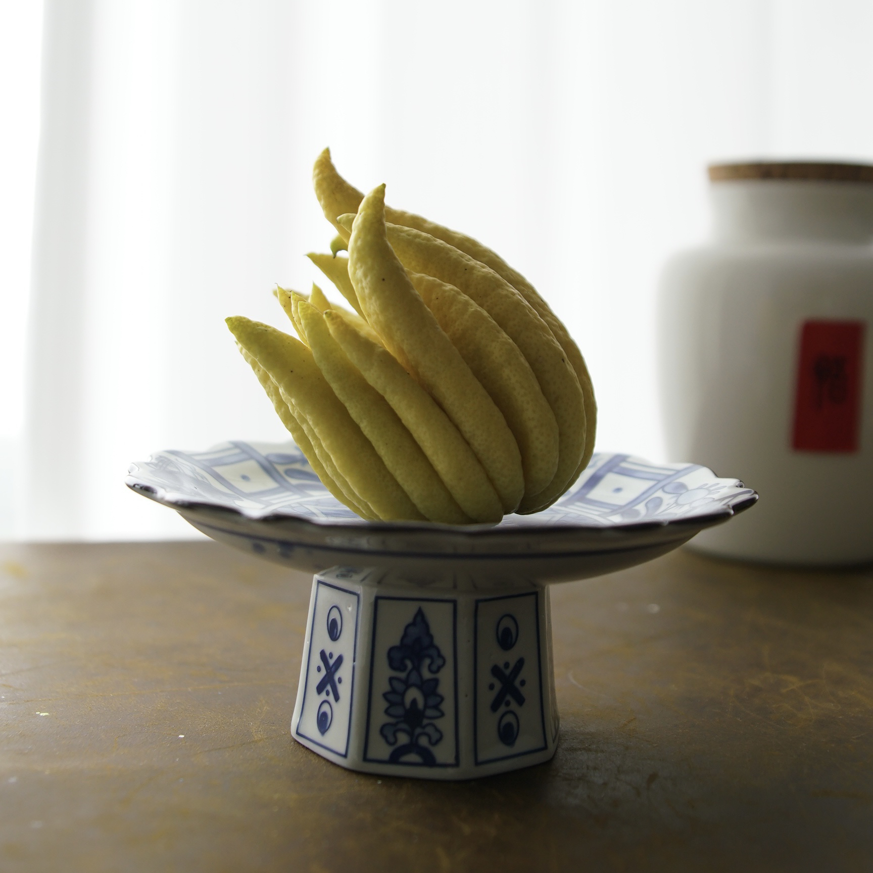 中式放新鲜佛手柑的高脚宋代宋氏美学花瓶器皿专用摆放桌面小摆件