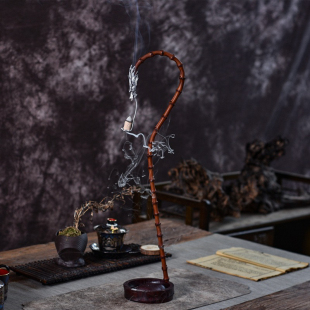 中式龙挂香古锡手工大漆竹制倒挂香座线香香插龙头香挂倒流香茶桌