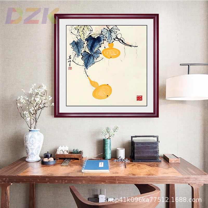五福临门挂画葫芦画新中式玄关装饰画餐厅走廊吉祥镇宅招财墙壁c9