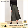 West encounter skirt 2021 winter new pattern Korean Edition Retro Versatile lattice longuette D2111484