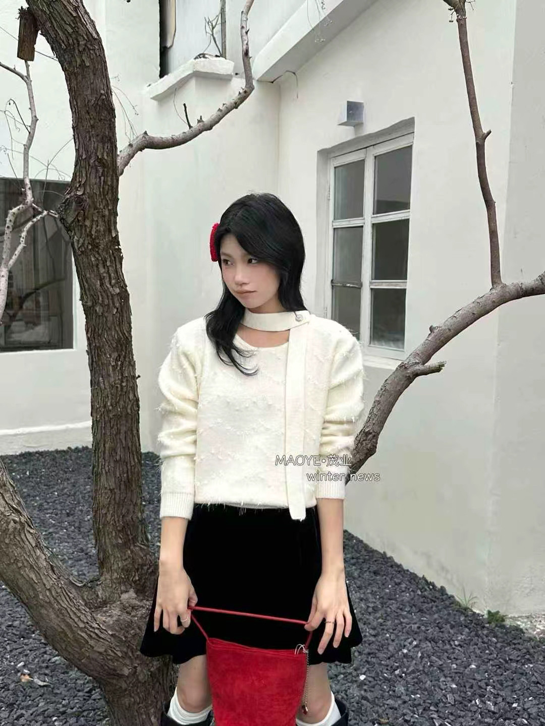 MAOYE 茂業 韓系秋冬溫柔風飄帶針織衫女ins高級感氣質精緻風毛衣,女装/女士精品,毛衣,淘宝优惠券,粉丝福利购,淘宝优惠卷