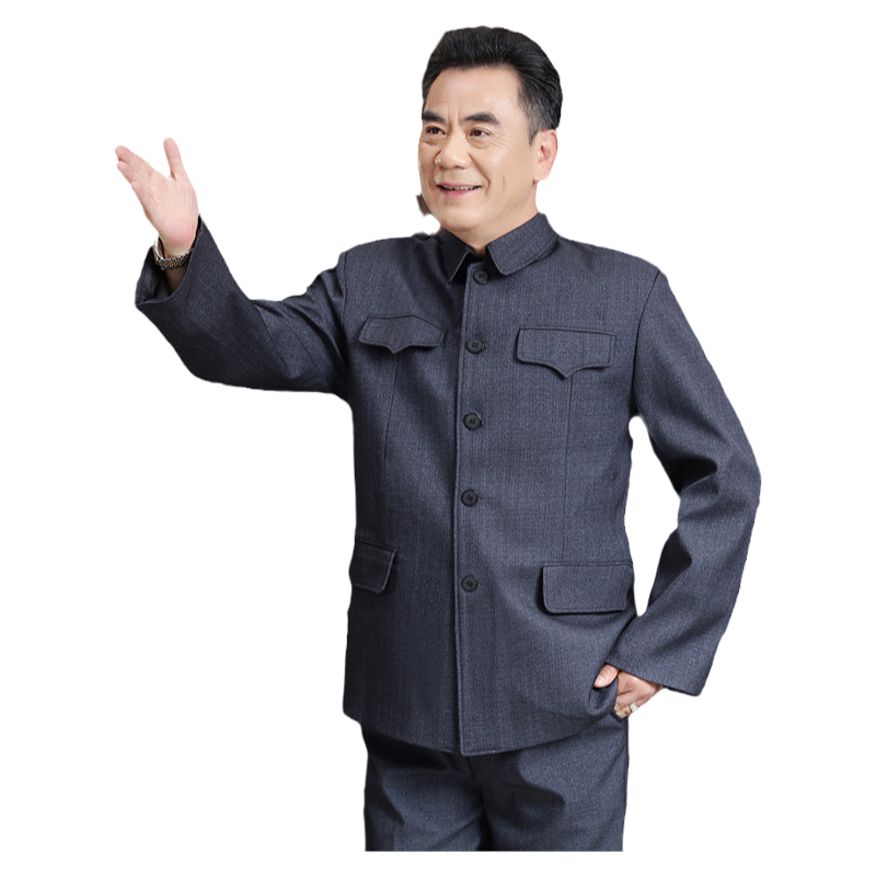 春夏中山装套装老式中山服外套