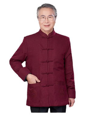 潮牌中老年唐装加厚保暖棉衣外套