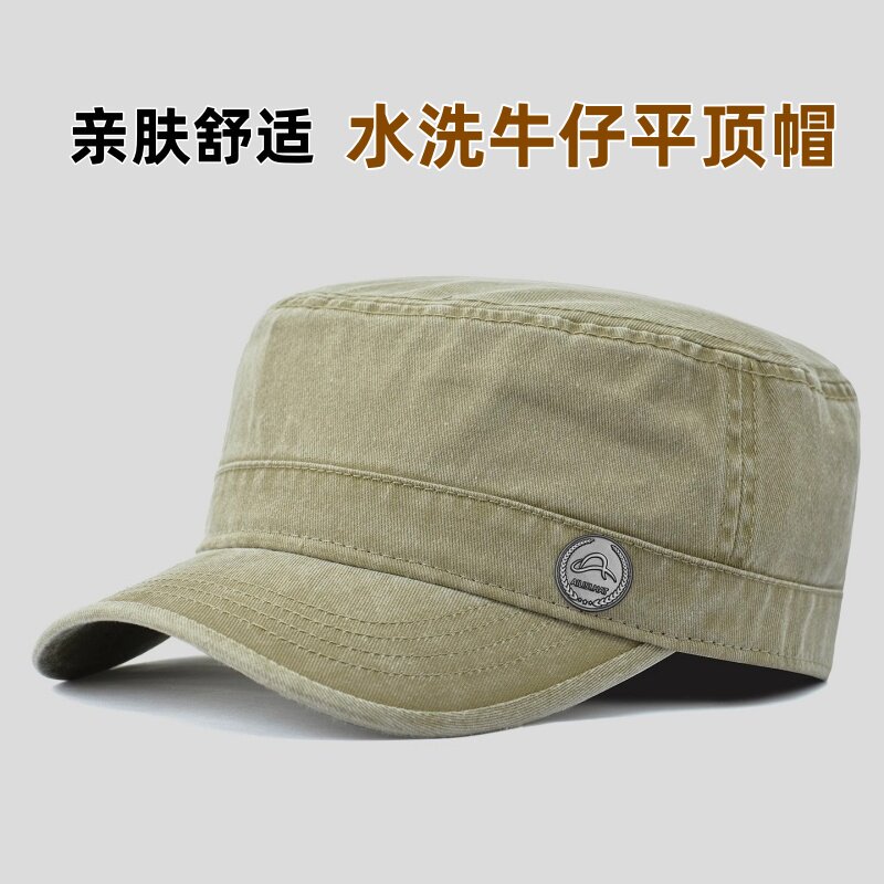 水洗做旧平顶帽男纯棉鸭舌帽百搭