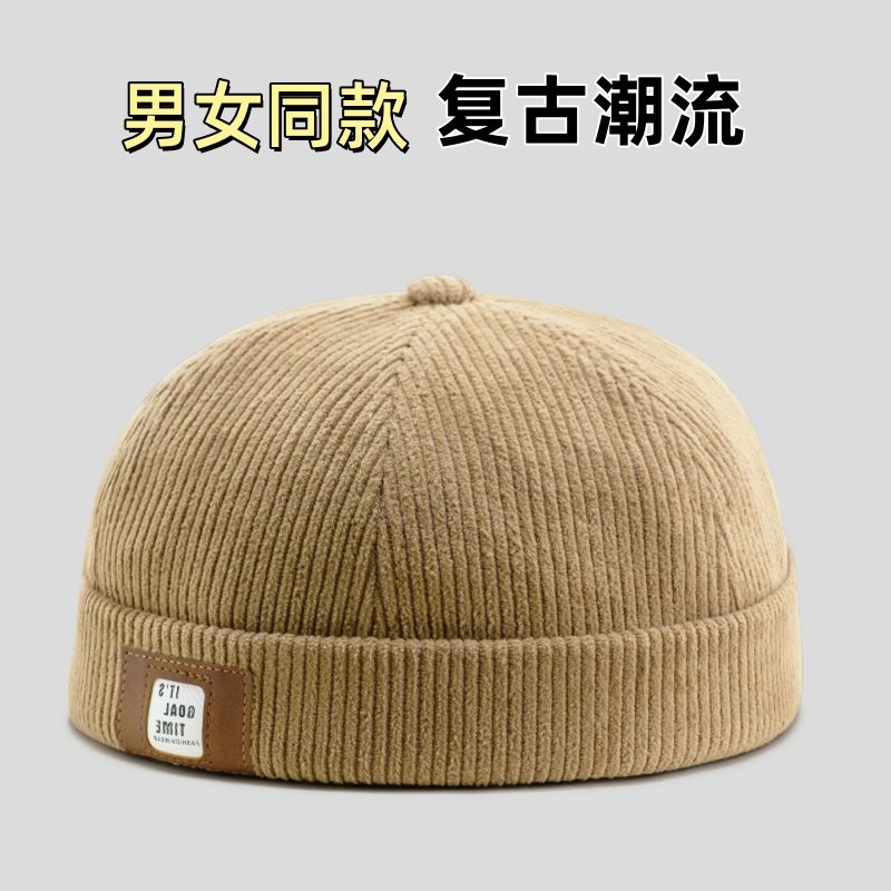 潮牌地主帽灯芯绒帽子秋冬瓜皮帽