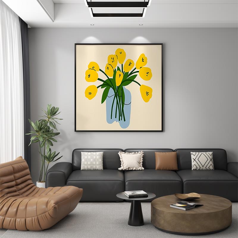 小清新抽象花卉客厅装饰画现代简约卧室床头挂画小众玄关过道壁画图片