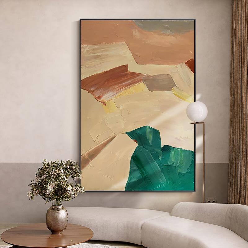 原创纯微喷晶瓷现代轻奢客厅抽象装饰画玄关背景墙挂画莫兰迪色块图片