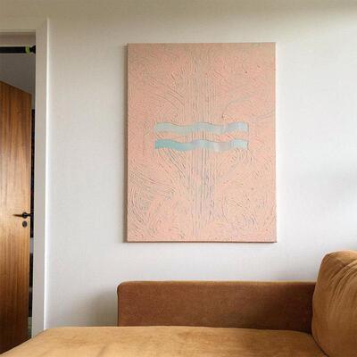 HW.paint手绘油画客厅侘寂风挂画玄关装饰画抽象画立体
