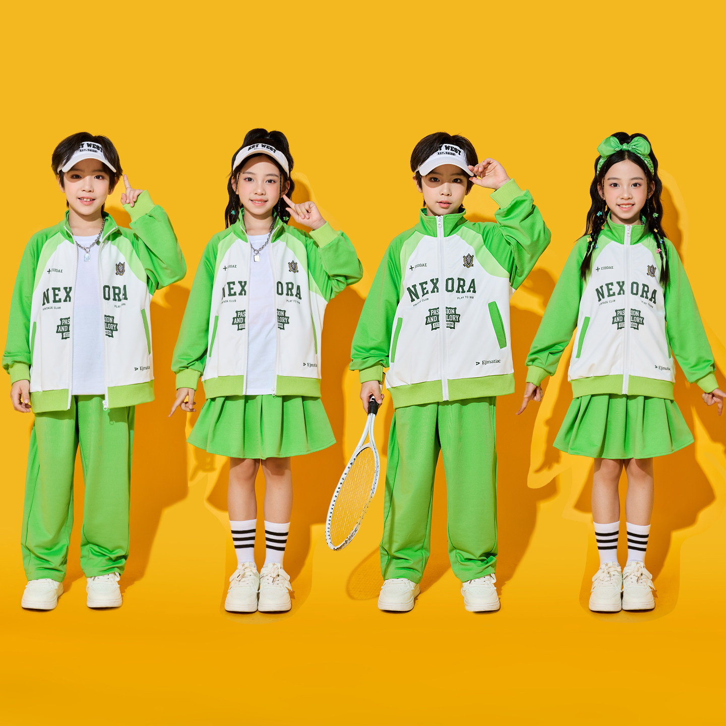 儿童演出服幼儿园绿色套装运动会