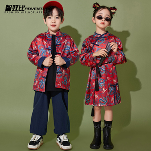 儿童国潮汉服男童唐装中国风套装女童旗袍合唱服六一啦啦队演出服