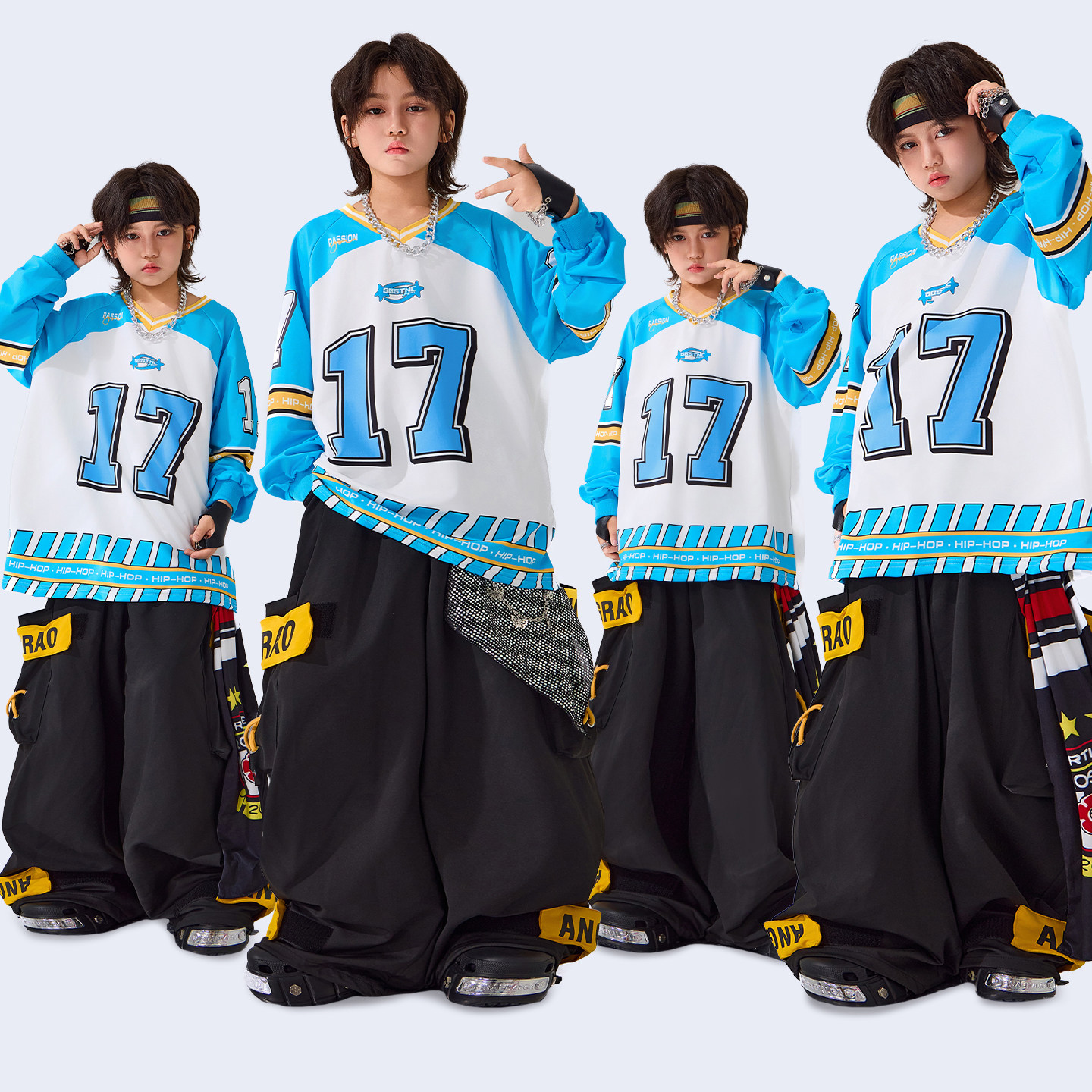 儿童街舞潮服演出服男童蓝色