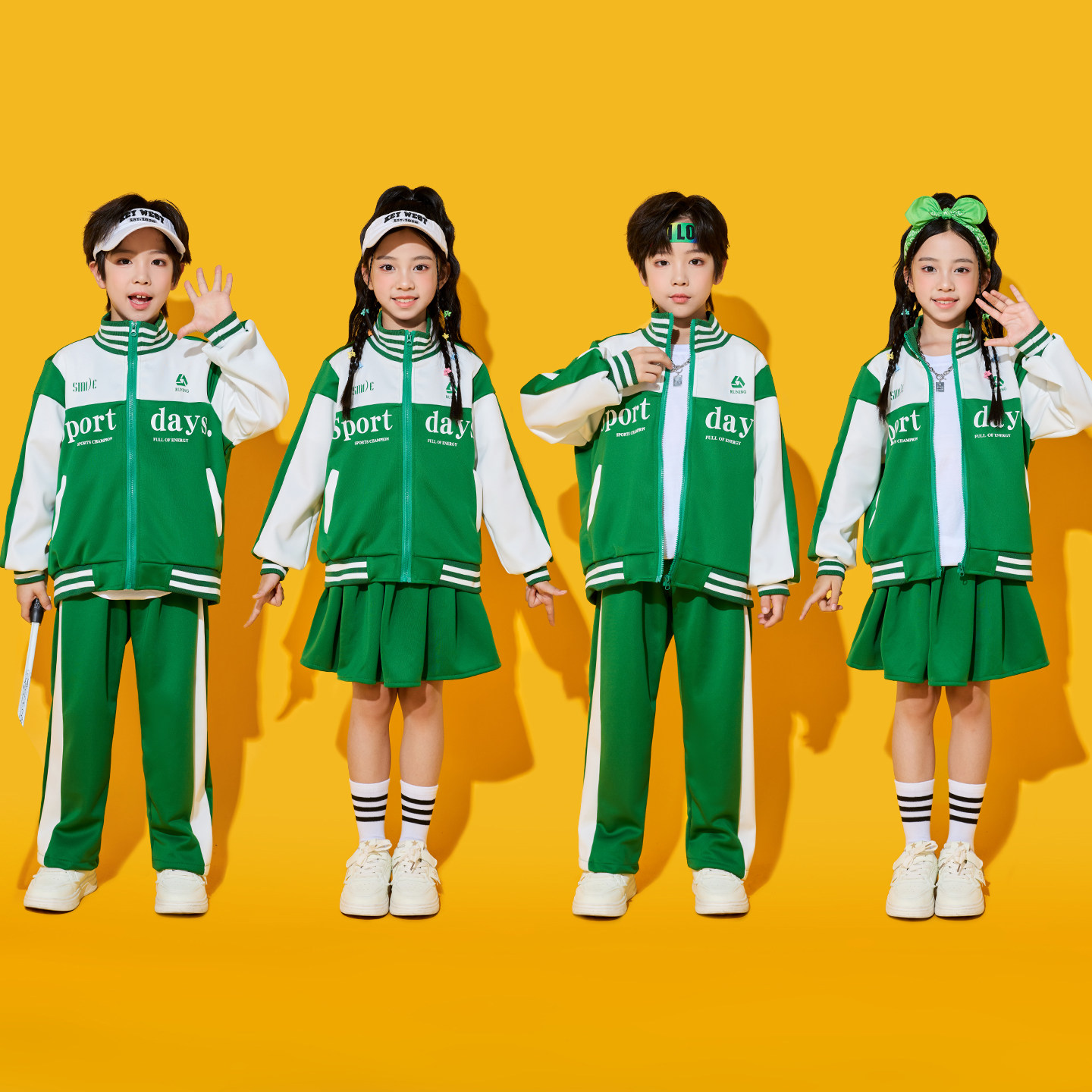 儿童合唱演出服绿色班服中小学生