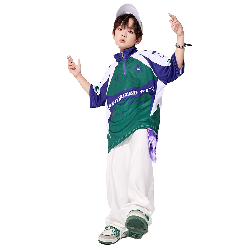 智奴比男女童嘻哈街舞宽松演出服