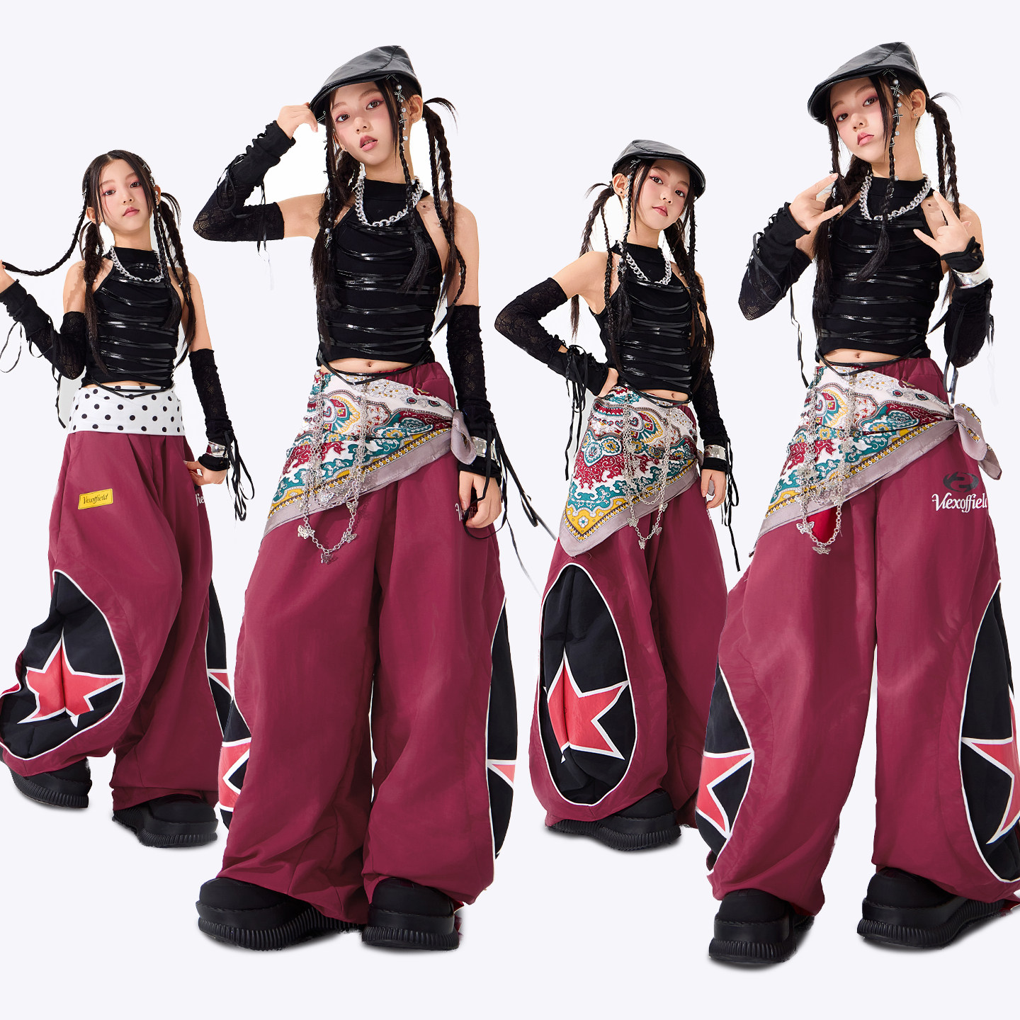 爵士舞服装女童潮酷时髦黑色背心