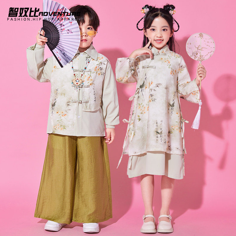 中秋汉服儿童合唱演出服男童