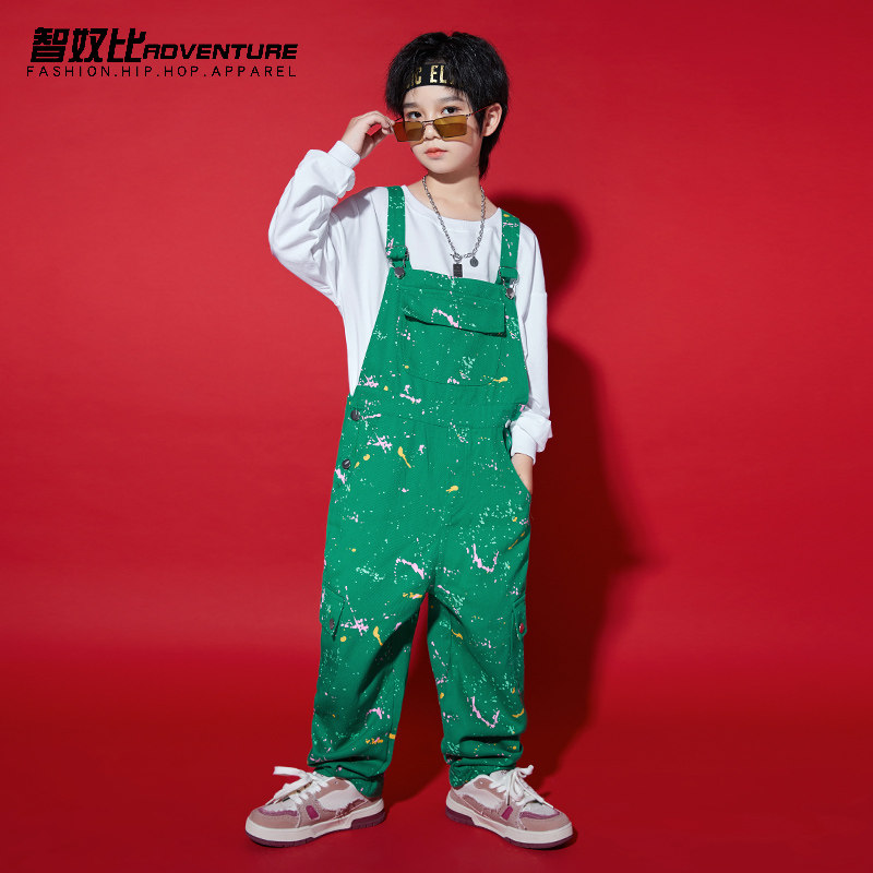 男童街舞套装女童爵士连体工装裤走秀嘻哈元旦儿童表演衣服潮款酷