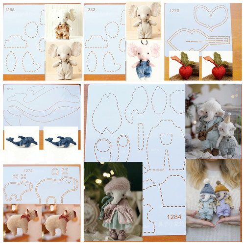 软模板画图可反复用描图翘鼻子垂鼻子小象 大鲸鱼萝卜模板