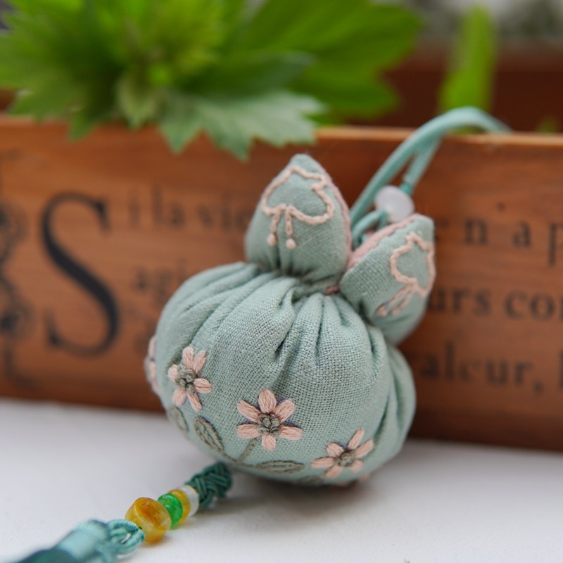 晗颖手工刺子绣青海波刺绣香囊车挂端午节材料包diy模板石榴香包