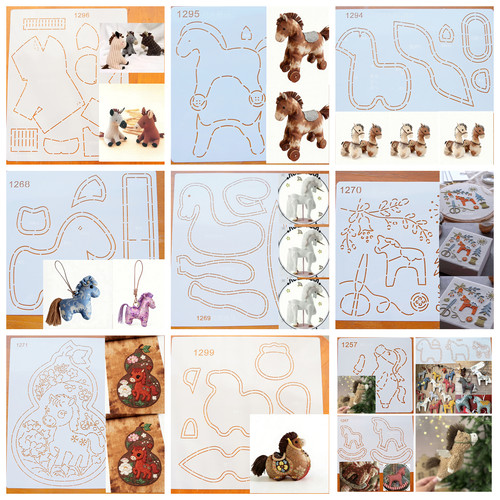 软模板画图可反复用描可爱小马刺绣马陶瓷马摇摇马布艺生肖马图纸