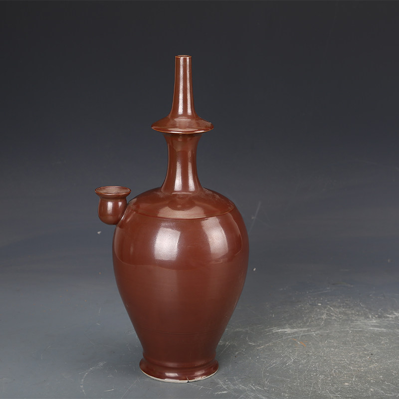 宋瓷收藏定窑紫金釉净水瓶仿古瓷器古董古玩旧货老货收藏摆件