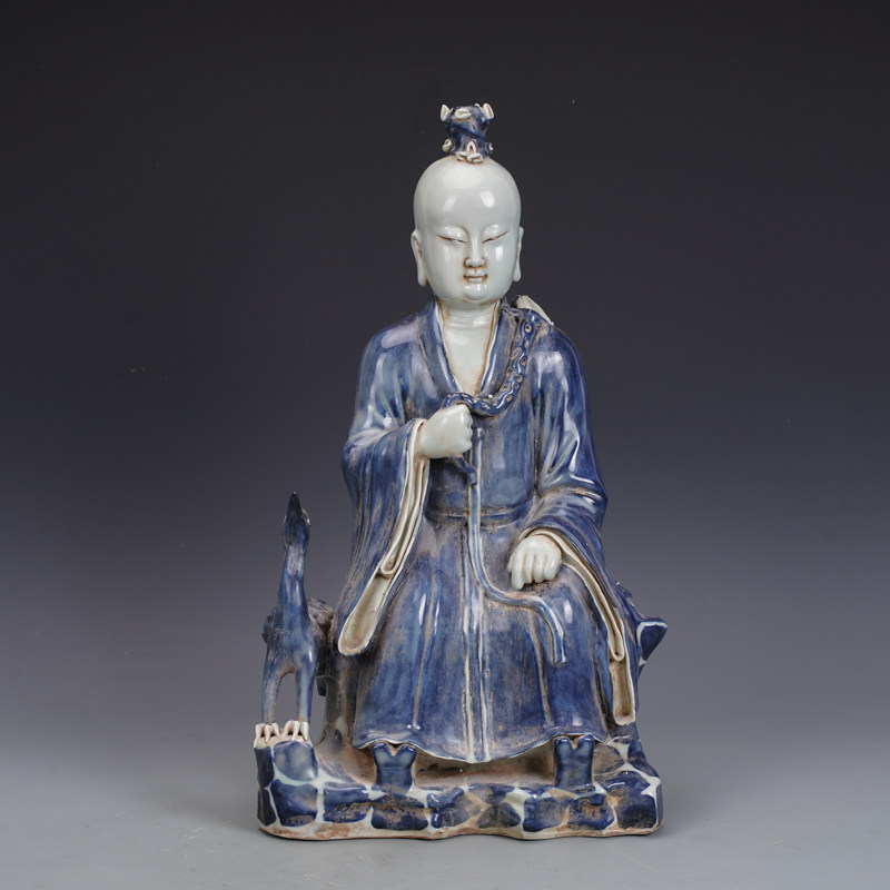 元青花瓷器道士座像古董古玩旧货老货收藏品