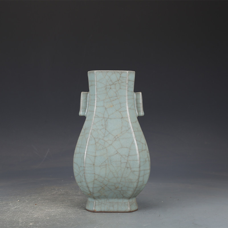 宋瓷收藏宋官窑粉青釉贯耳瓶仿古瓷器古董古玩宋代老瓷器收藏