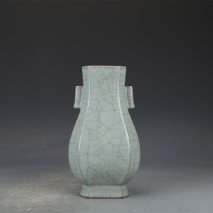 宋瓷收藏宋官窑粉青釉贯耳瓶仿古瓷器古董古玩宋代老瓷器收藏