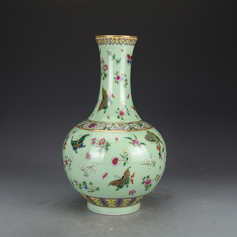 清乾隆瓷器粉彩蝴蝶百花赏瓶仿古瓷器古董古玩明清老瓷器收藏
