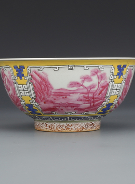 大清乾隆胭脂红开窗旧货古董古玩