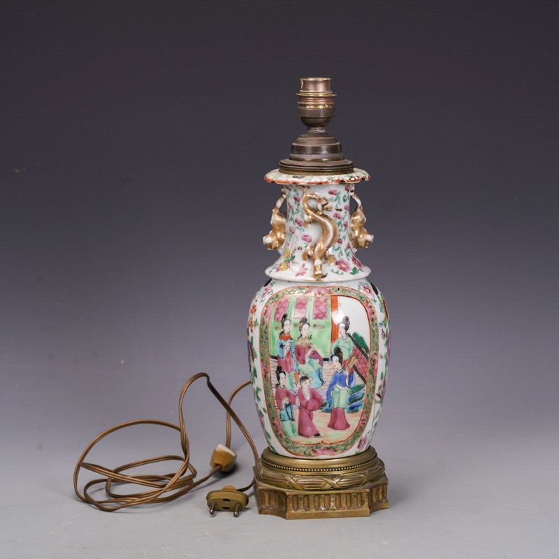 清广彩瓷器人物故事欧美回流瓷器灯古董古玩旧货老货收藏老物件