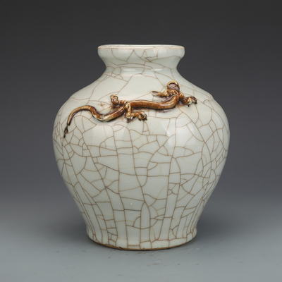 元哥窑甜白蟠龙小罐古董古玩收藏品包老保真老物件瓷器老货摆件