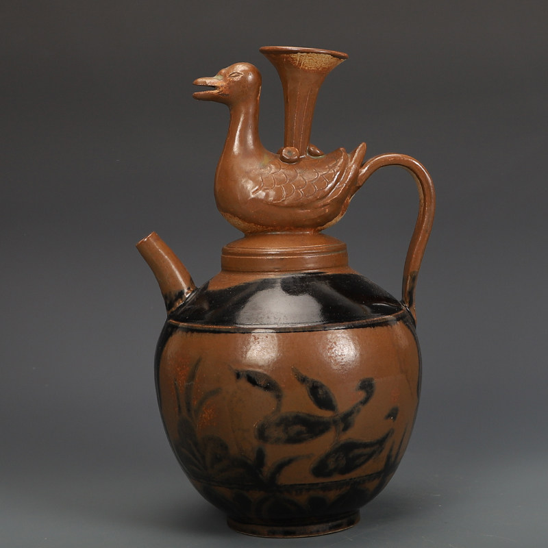 宋瓷收藏定窑鸳鸯莲池纹执壶茶壶古董古玩五大名窑旧货老货收藏