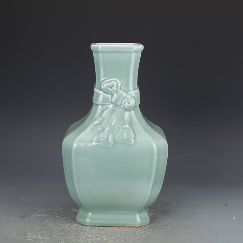 清康熙瓷器松石绿系口瓶古董古玩明清老瓷器旧货古董老物件