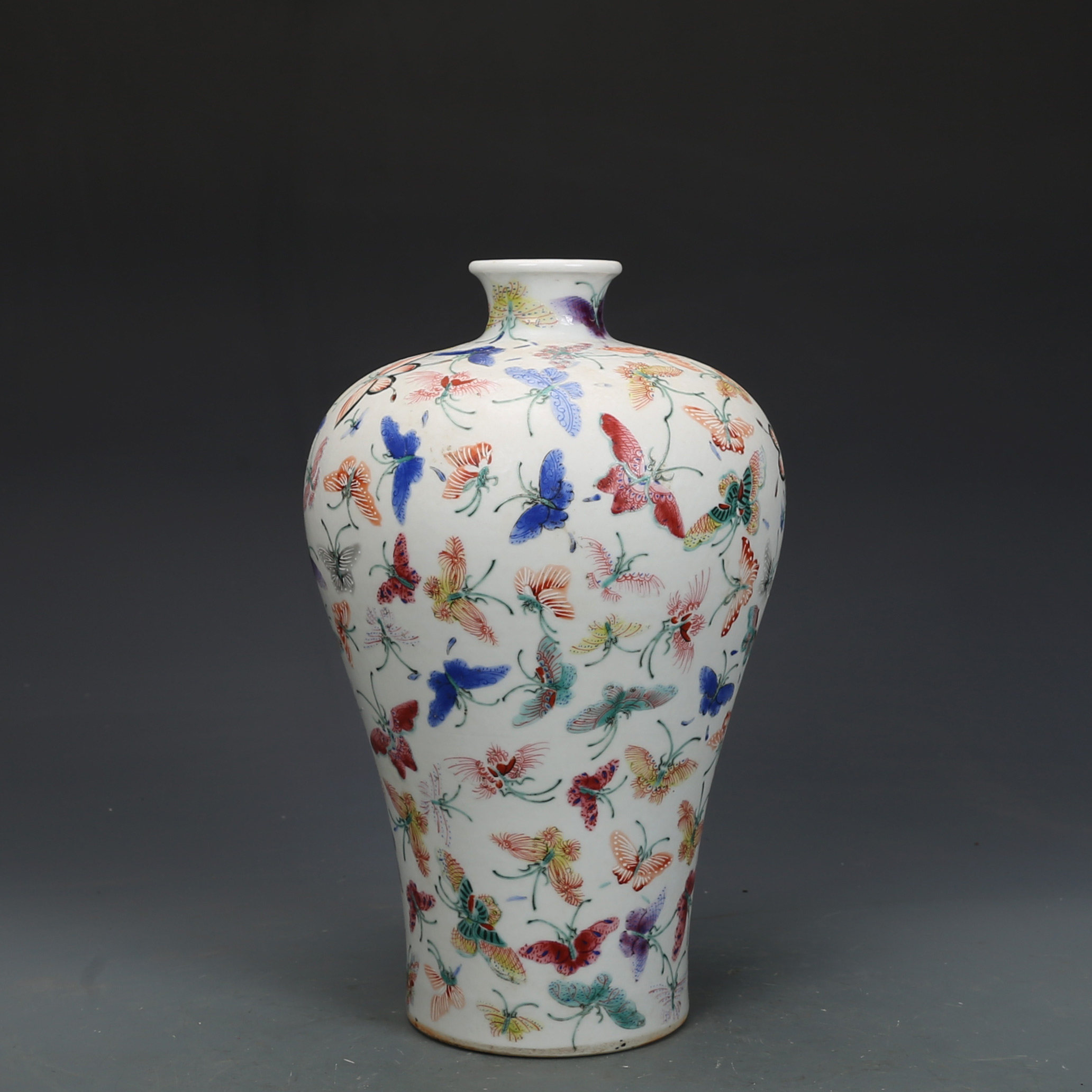 清光绪瓷器粉彩蝴蝶纹梅瓶古董古玩明清老瓷器旧货老货收藏