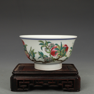 粉彩桃纹景德镇碗五六七老厂瓷国营瓷厂瓷器民族碗包老瓷器老厂货