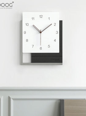 EMITDOOG免打孔方形挂钟客厅北欧轻奢钟表时钟挂墙现代简约个性
