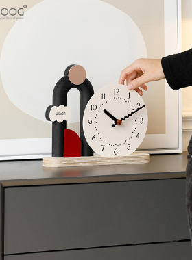 EMITDOOG奶油风家居装饰品桌面摆件客厅玄关电视柜酒柜创意座钟